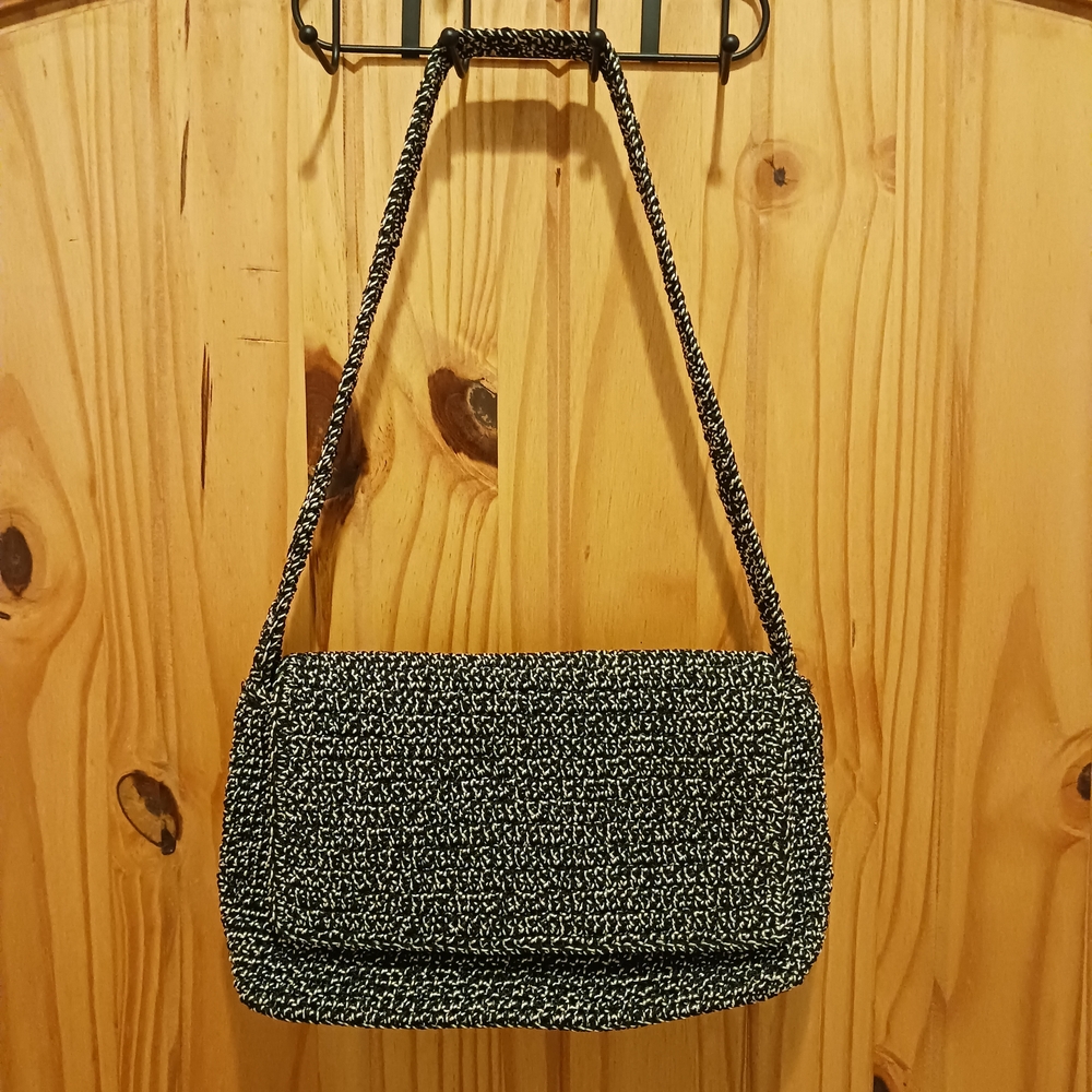The Sak Classic Black and White Woven Shoulder Bag